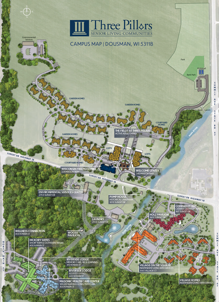 Three Pillars Senior living Communities map