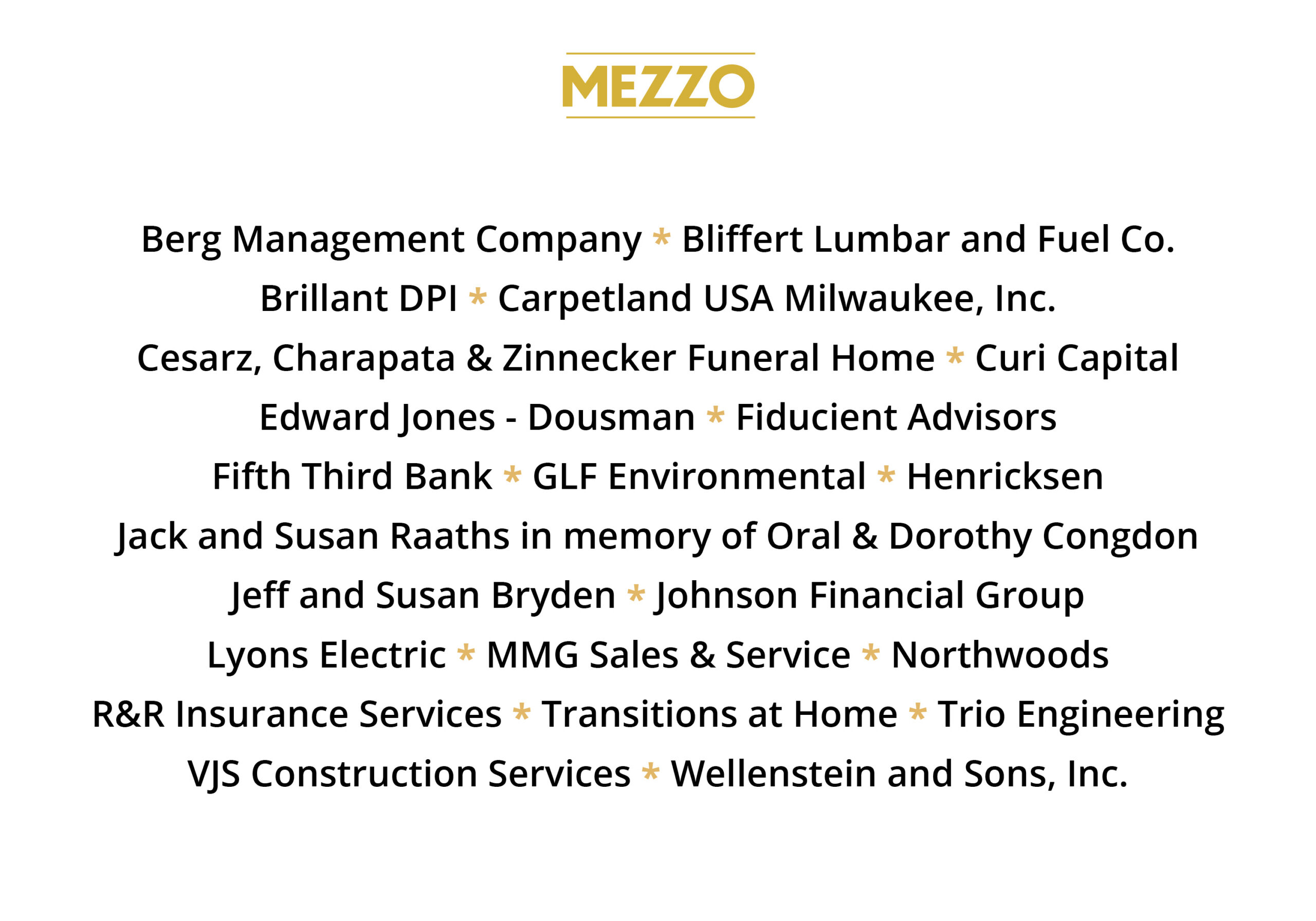 Gala Sponsors - MEZZO