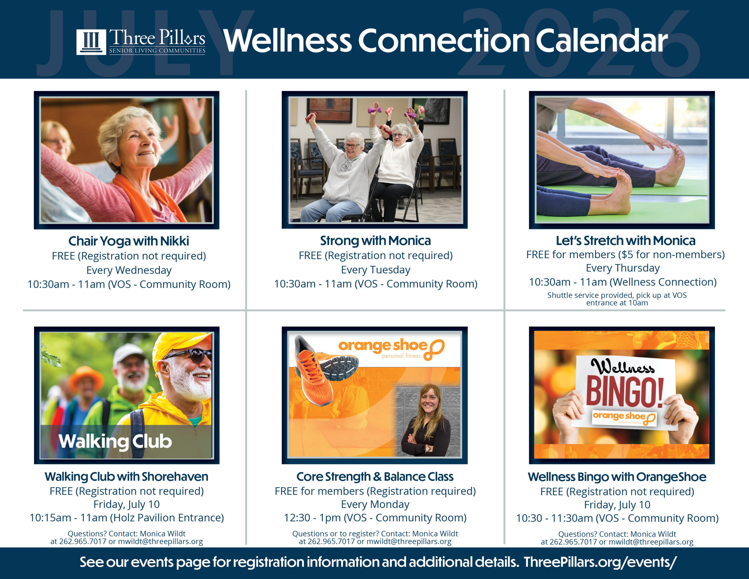 Wellness Connection Monthly Calendar - July 2026