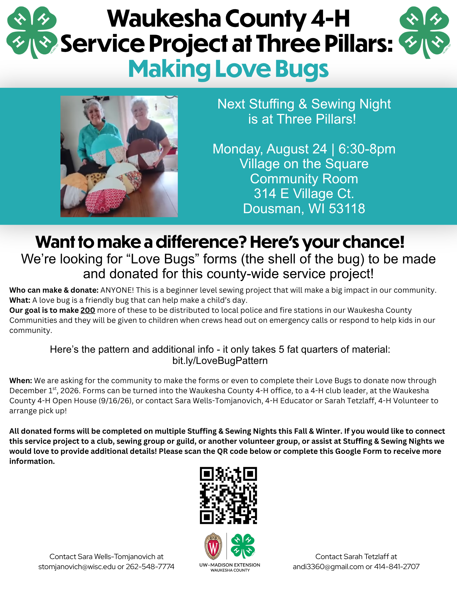 2026 Aug_Love Bug Flyer – Sewing Night at Three Pillars