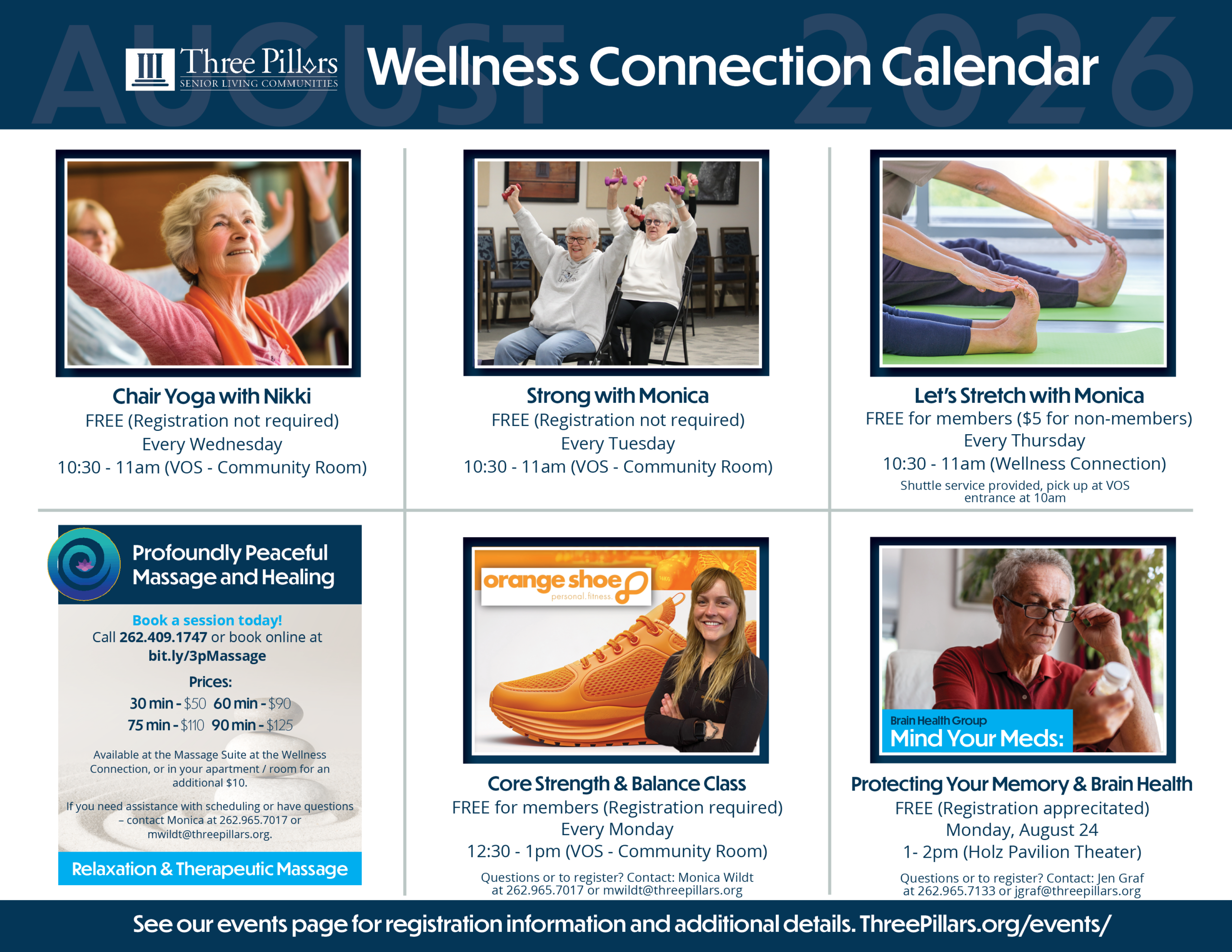 Wellness Connection Monthly Calendar - Aug 2026