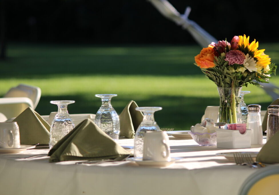 Tabletop setting with flowers