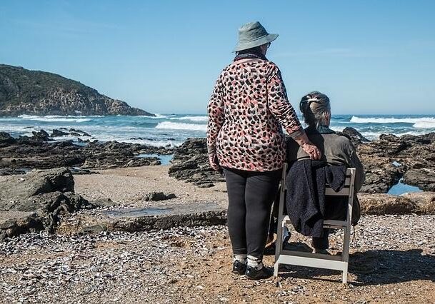 older adults on a beachfront