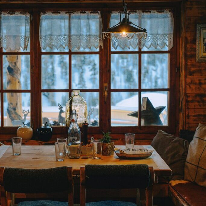 Wisconsin christmas feast with northern woods in the background